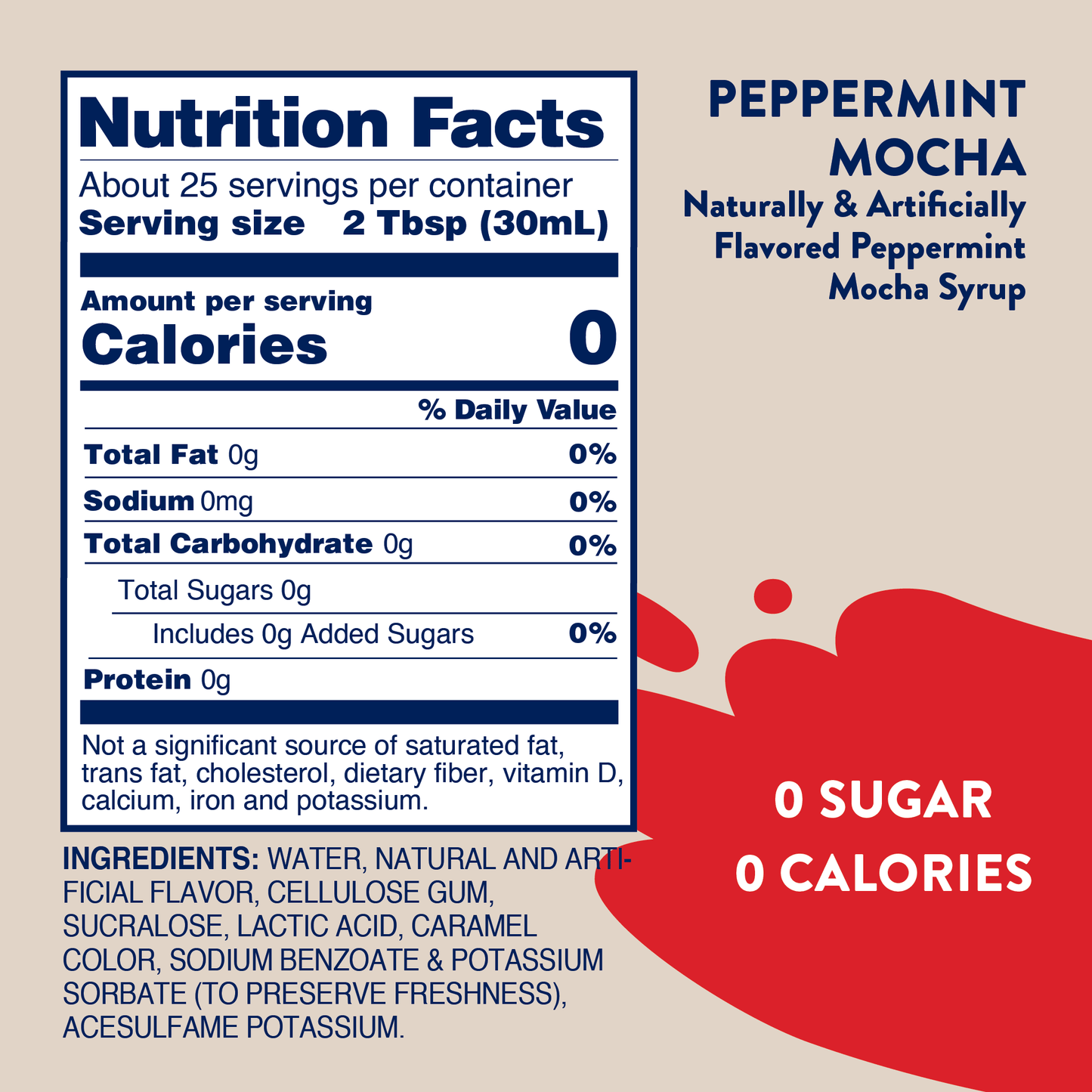 Jordan's Skinny Mixes - Sugar Free Peppermint Mocha Syrup