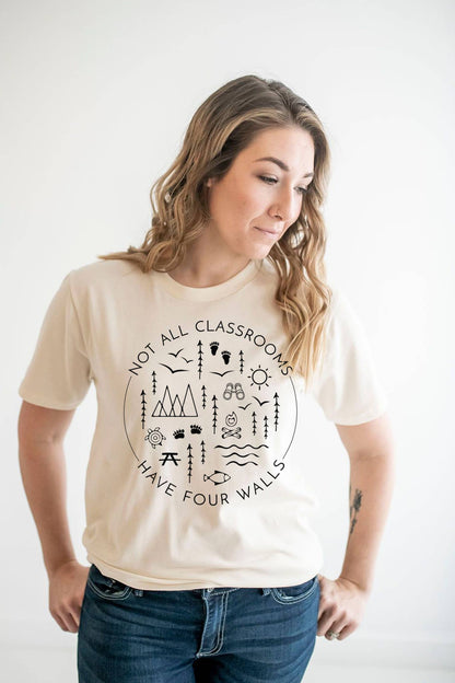 Nature Supply Co - Not All Classrooms Have Four Walls Graphic Tee for Women - L / Mauve