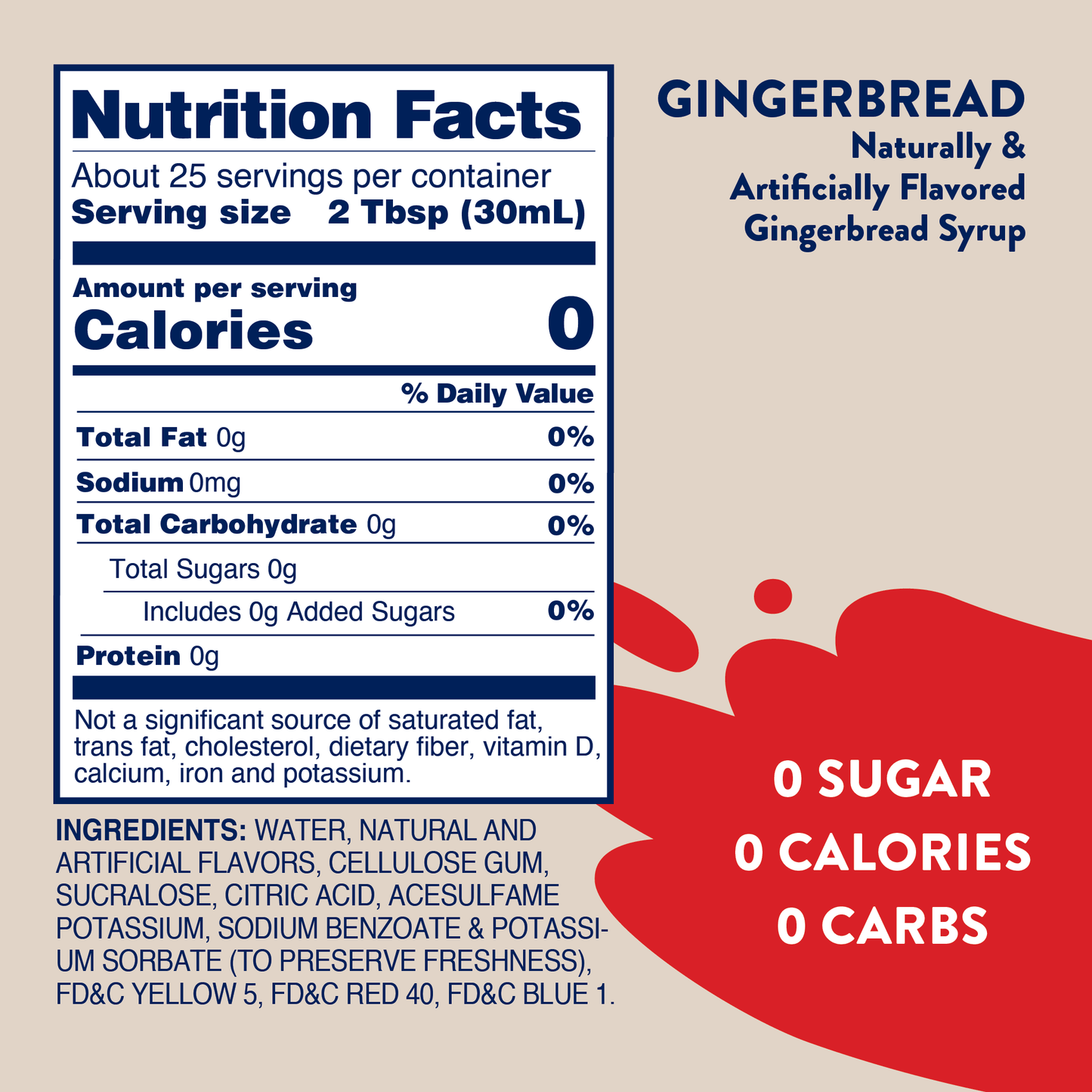 Jordan's Skinny Mixes - Sugar Free Gingerbread Syrup