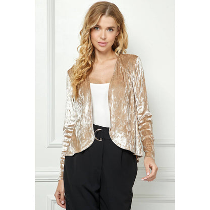 Winslow Collection - CHAMPAGNE VELVET OPEN CARDIGAN SA8293 - S / CHAMPAGNE