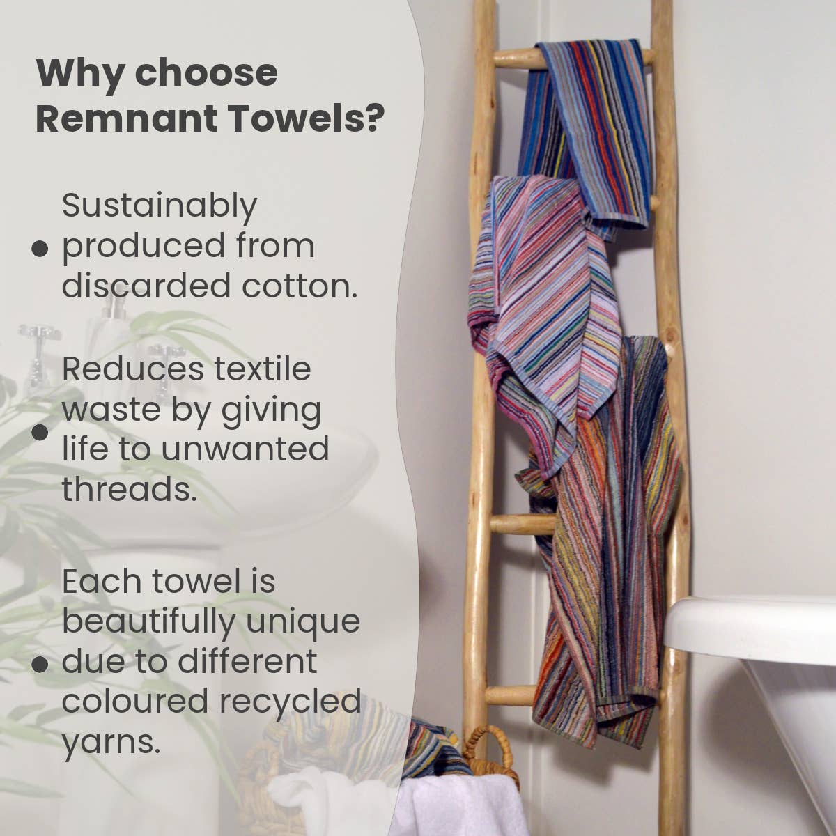 Allure Bath Fashions - Recycled Cotton Towels - Striped, Lightweight Remnant Yarn